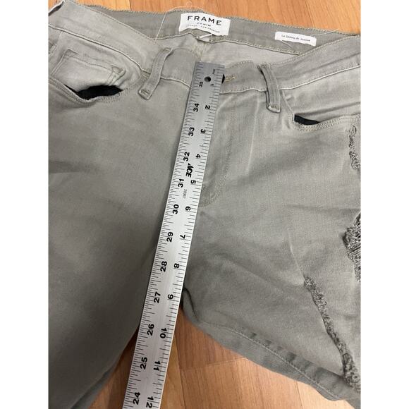 Frame Le Skinny De Jeanne Womens Distressed Gray Light Wash Denim Jeans Size 29 - Picture 10 of 11